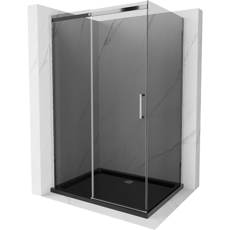 Kabina prysznicowa Mexen Omega rozsuwana 120 x 80 cm grafit chrom + brodzik Flat czarny