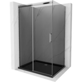 Kabina prysznicowa Mexen Omega rozsuwana 120 x 80 cm grafit chrom + brodzik Flat czarny