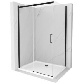 Kabina prysznicowa Mexen Omega rozsuwana 120 x 80 cm transparent czarna + brodzik Flat biały