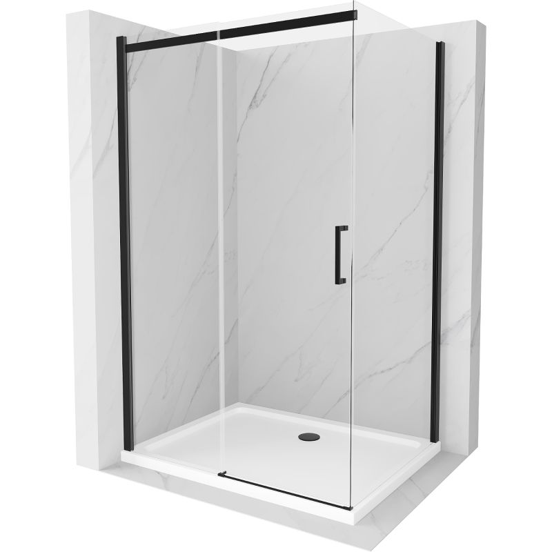 Kabina prysznicowa Mexen Omega rozsuwana 120 x 90 cm transparent czarna + brodzik Flat biały