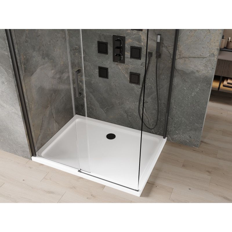 Kabina prysznicowa Mexen Omega rozsuwana 120 x 90 cm transparent czarna + brodzik Flat biały