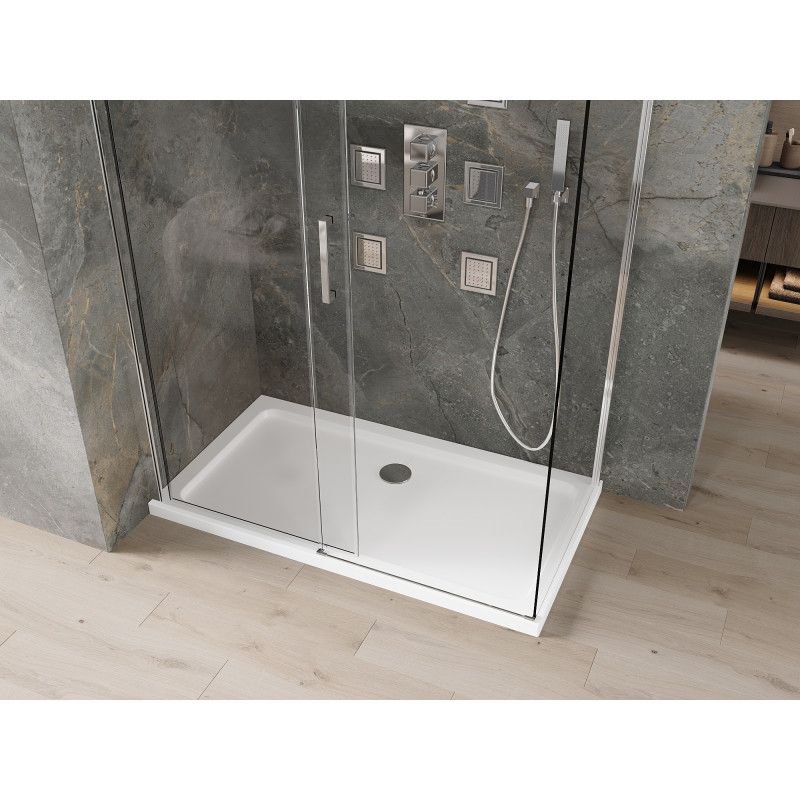 Kabina prysznicowa Mexen Omega rozsuwana 140 x 70 cm transparent chrom + brodzik Flat