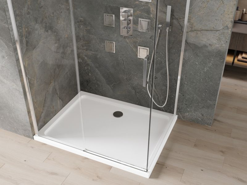 Kabina prysznicowa Mexen Omega rozsuwana 140 x 90 cm transparent chrom + brodzik Flat