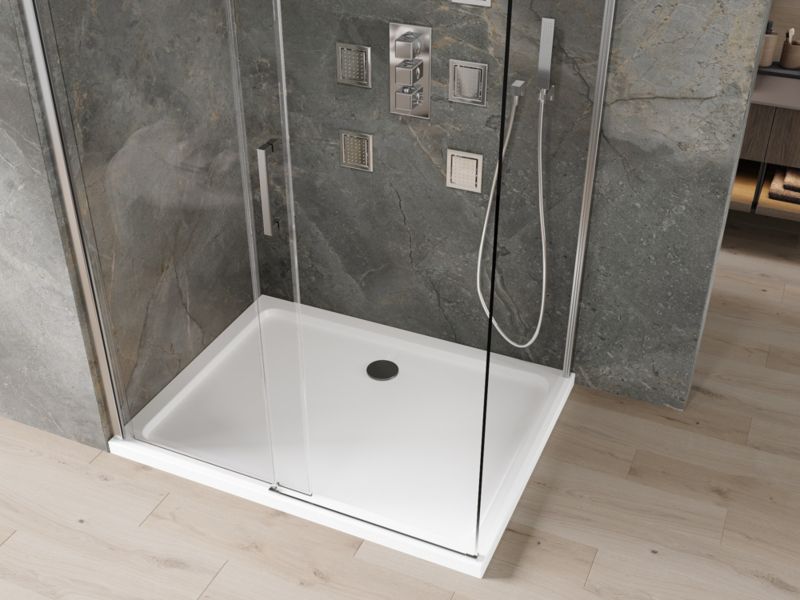 Kabina prysznicowa Mexen Omega rozsuwana 140 x 90 cm transparent chrom + brodzik Flat