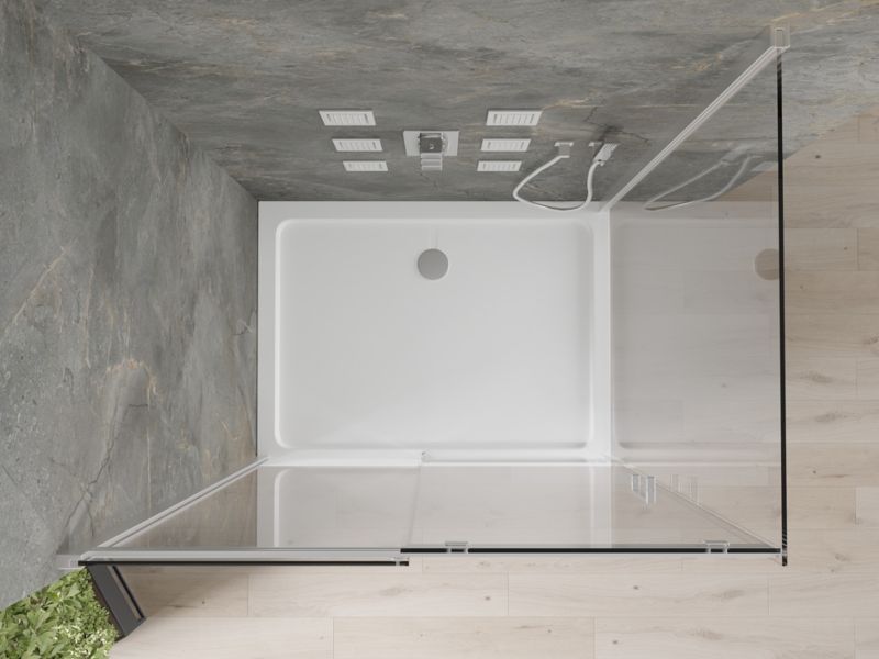 Kabina prysznicowa Mexen Omega rozsuwana 140 x 90 cm transparent chrom + brodzik Flat