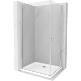 Kabina prysznicowa Mexen Pretoria Duo uchylna 80 x 70 cm transparent chrom + brodzik Flat