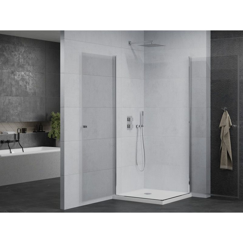 Kabina prysznicowa Mexen Pretoria Duo uchylna 80 x 80 cm transparent chrom + brodzik Flat