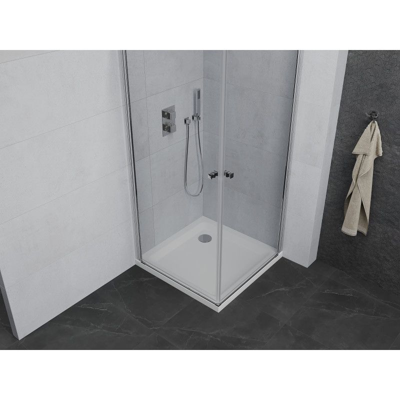 Kabina prysznicowa Mexen Pretoria Duo uchylna 80 x 80 cm transparent chrom + brodzik Flat
