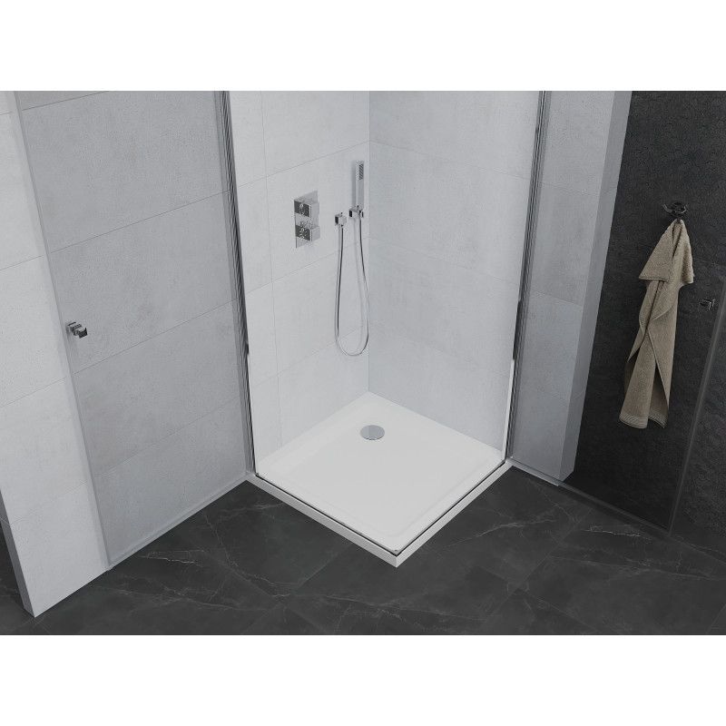 Kabina prysznicowa Mexen Pretoria Duo uchylna 80 x 80 cm transparent chrom + brodzik Flat