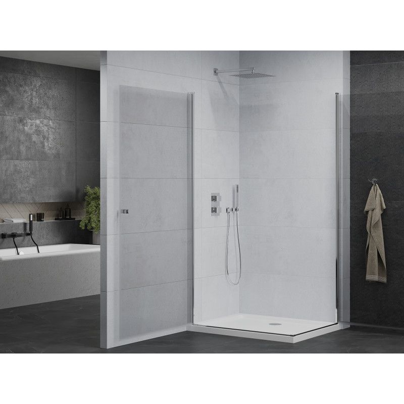 Kabina prysznicowa Mexen Pretoria Duo uchylna 90 x 80 cm transparent chrom + brodzik Flat