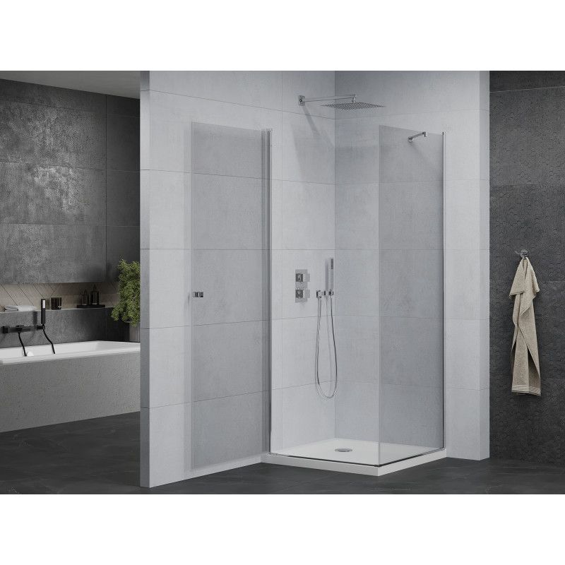 Kabina prysznicowa Mexen Pretoria uchylna 100 x 100 cm transparent chrom + brodzik Flat