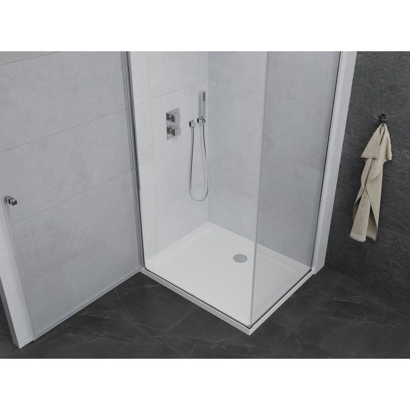Kabina prysznicowa Mexen Pretoria uchylna 100 x 80 cm transparent chrom + brodzik Flat