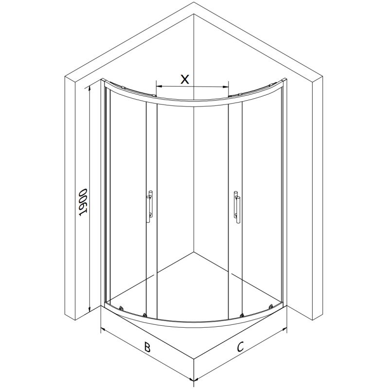 Kabina prysznicowa Mexen Rio półokrągła 90 x 90 cm szron złota + brodzik Rio biały