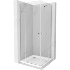 Kabina prysznicowa Mexen Roma Duo uchylna 100 x 100 cm transparent chrom + brodzik Flat