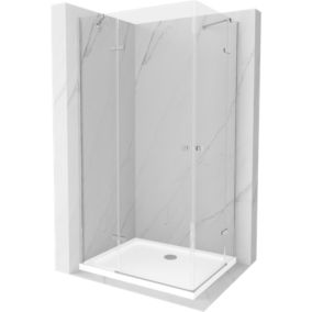 Kabina prysznicowa Mexen Roma Duo uchylna 90 x 80 cm transparent chrom + brodzik Flat