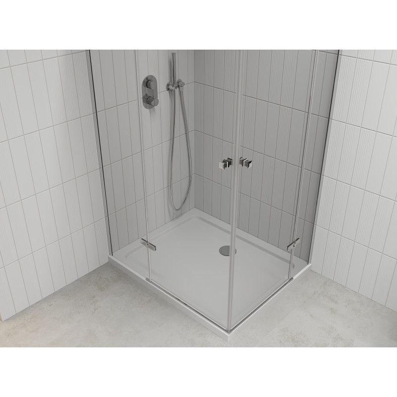 Kabina prysznicowa Mexen Roma Duo uchylna 90 x 80 cm transparent chrom + brodzik Flat