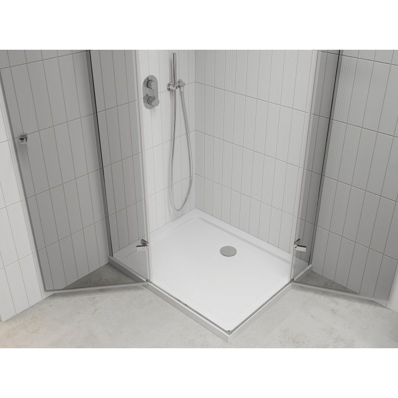 Kabina prysznicowa Mexen Roma Duo uchylna 90 x 80 cm transparent chrom + brodzik Flat