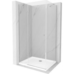 Kabina prysznicowa Mexen Roma uchylna 100 x 90 cm transparent chrom + brodzik Flat