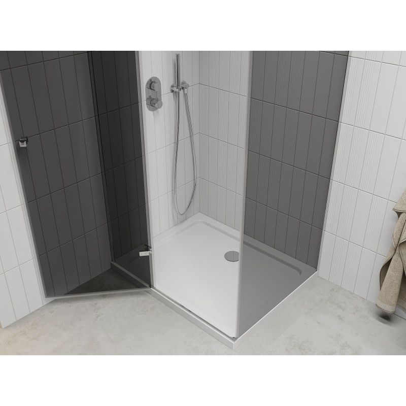 Kabina prysznicowa Mexen Roma uchylna 70 x 100 cm grafit chrom + brodzik Flat biały