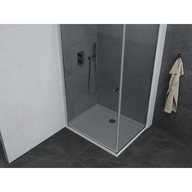 Kabina prysznicowa Mexen uchylna Pretoria 70 x 110 cm grafit rama chrom i brodzik Flat 1 kpl.