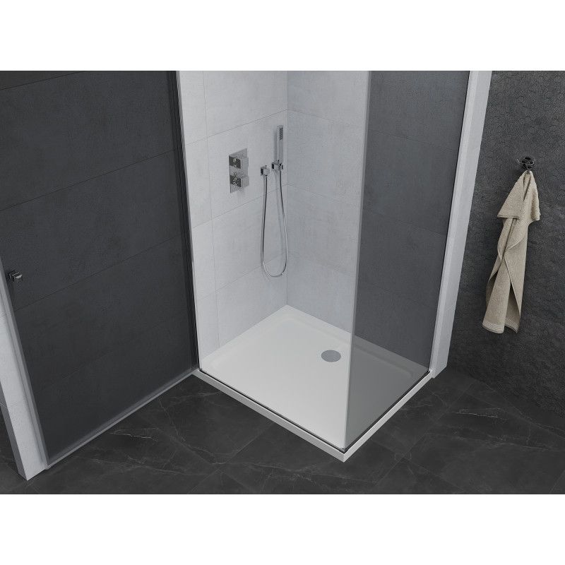 Kabina prysznicowa Mexen uchylna Pretoria 70 x 110 cm grafit rama chrom i brodzik Flat 1 kpl.