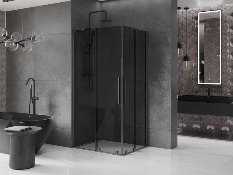Kabina prysznicowa Mexen Velar Duo rozsuwana 100 x 90 cm grafit gun gray szczotkowany 1 szt.