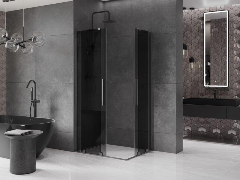 Kabina prysznicowa Mexen Velar Duo rozsuwana 100 x 90 cm grafit gun gray szczotkowany 1 szt.