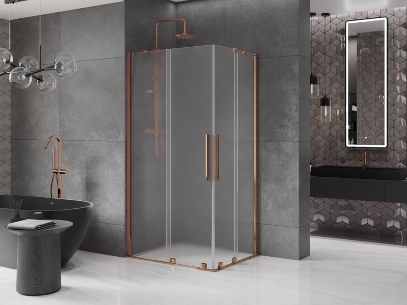 Kabina prysznicowa Mexen Velar Duo rozsuwana 100 x 90 cm szron różowe złoto 1 szt.