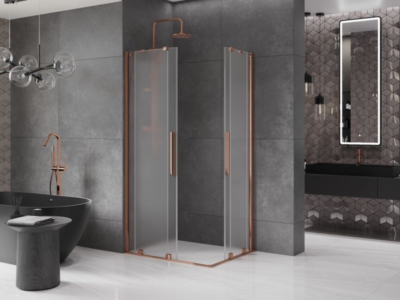 Kabina prysznicowa Mexen Velar Duo rozsuwana 100 x 90 cm szron różowe złoto 1 szt.