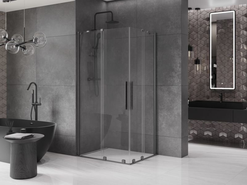 Kabina prysznicowa Mexen Velar Duo rozsuwana 90 x 80 cm transparent gun gray szczotkowana 1 szt.