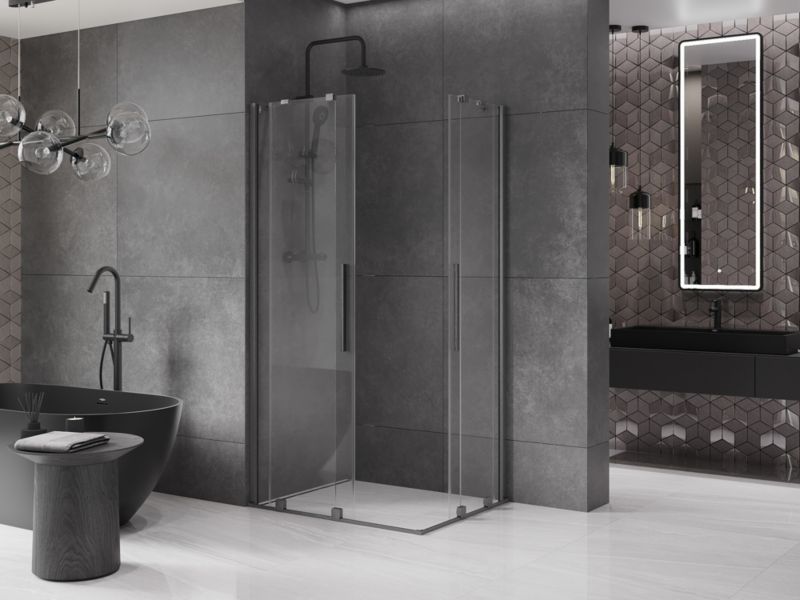 Kabina prysznicowa Mexen Velar Duo rozsuwana 90 x 80 cm transparent gun gray szczotkowana 1 szt.