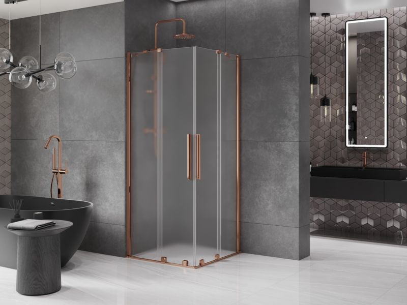 Kabina prysznicowa Mexen Velar Duo rozsuwana 90 x 90 cm szron różowe złoto 1 szt.