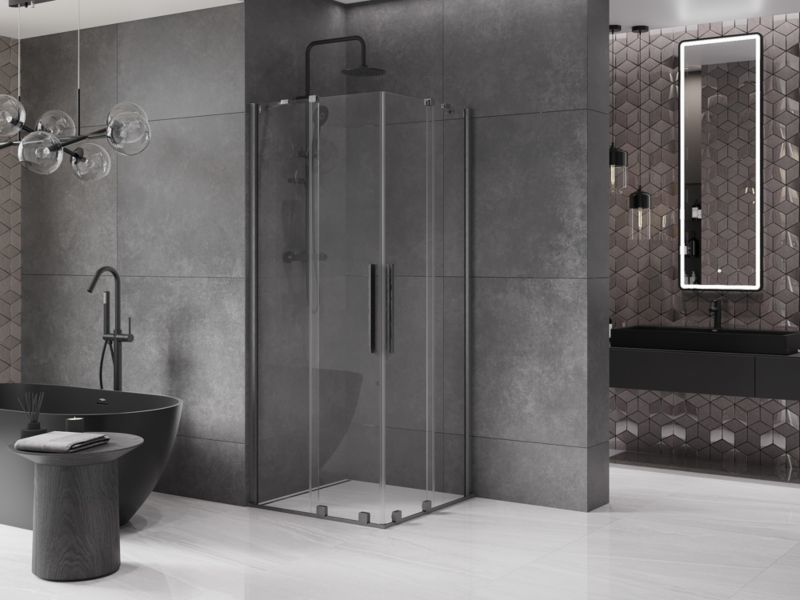 Kabina prysznicowa Mexen Velar Duo rozsuwana 90 x 90 cm transparent gun gray szczotkowana 1 szt.