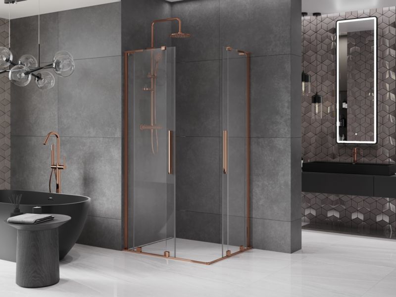 Kabina prysznicowa Mexen Velar L Duo rozsuwana 100 x 90 cm transparent różowe złoto 1 szt.