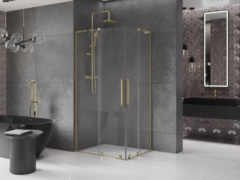 Kabina prysznicowa Mexen Velar L Duo rozsuwana 100 x 90 cm transparent złota 1 szt.
