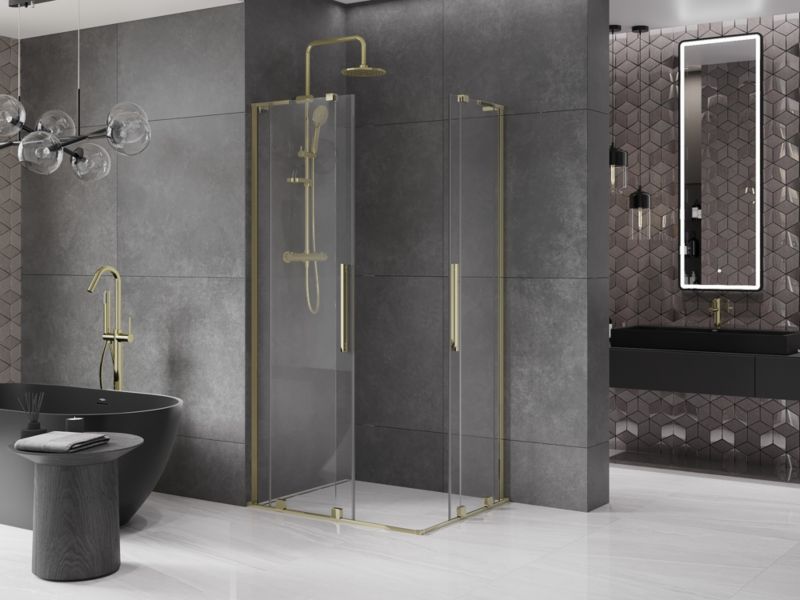 Kabina prysznicowa Mexen Velar L Duo rozsuwana 100 x 90 cm transparent złota 1 szt.