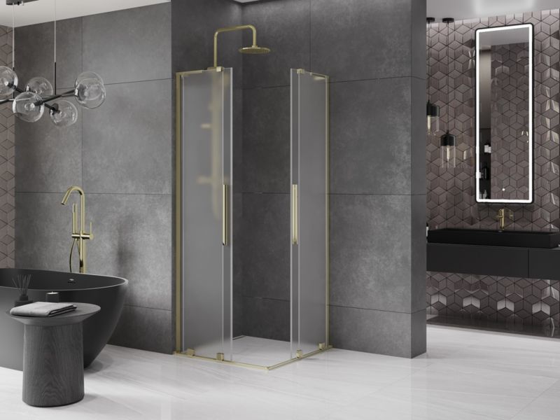 Kabina prysznicowa Mexen Velar L Duo rozsuwana 80 x 80 cm szron złota 1 szt.