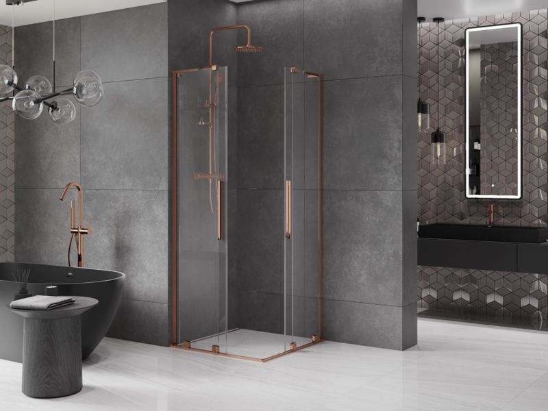 Kabina prysznicowa Mexen Velar L Duo rozsuwana 80 x 80 cm transparent różowe złoto 1 szt.