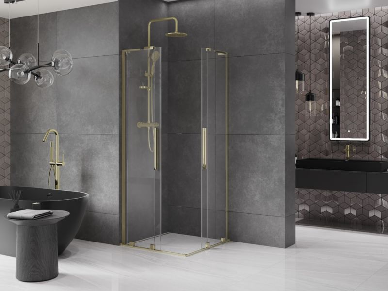 Kabina prysznicowa Mexen Velar L Duo rozsuwana 80 x 80 cm transparent złota 1 szt.
