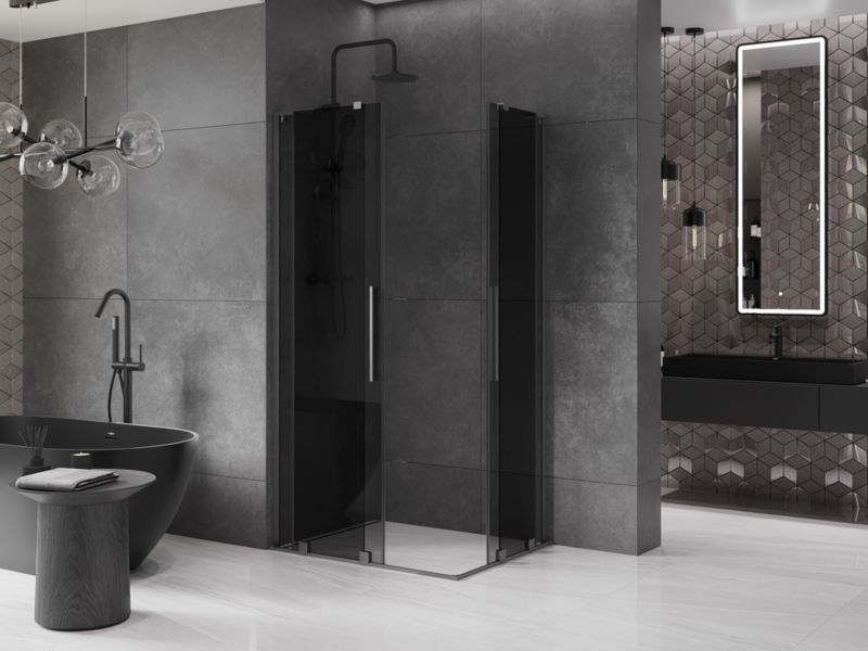 Kabina prysznicowa Mexen Velar L Duo rozsuwana 90 x 80 cm grafit gun gray szczotkowana 1 szt.