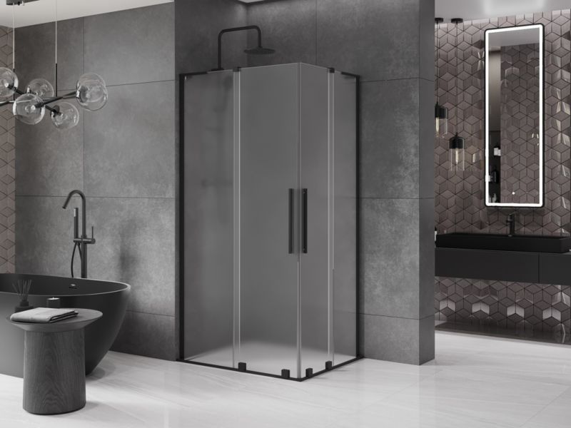 Kabina prysznicowa Mexen Velar L Duo rozsuwana 90 x 80 cm szron czarna 1 szt.