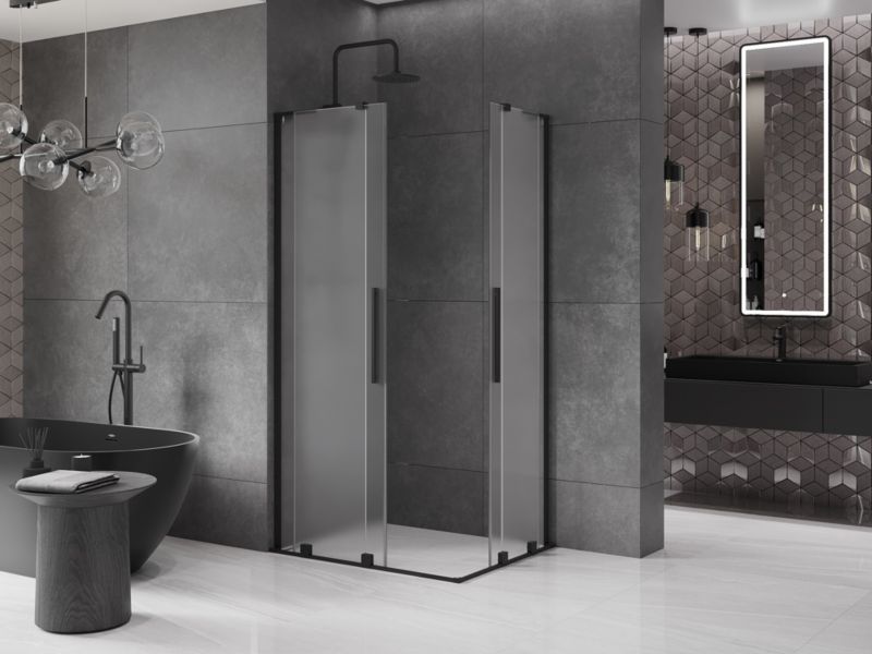 Kabina prysznicowa Mexen Velar L Duo rozsuwana 90 x 80 cm szron czarna 1 szt.