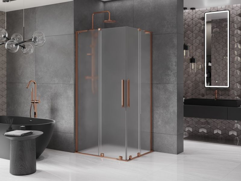 Kabina prysznicowa Mexen Velar L Duo rozsuwana 90 x 80 cm szron różowe złoto 1 szt.
