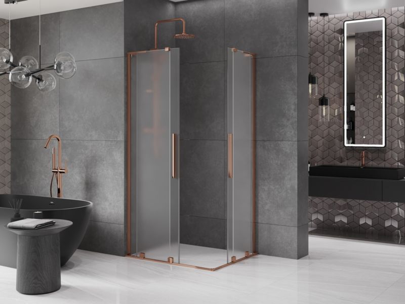 Kabina prysznicowa Mexen Velar L Duo rozsuwana 90 x 80 cm szron różowe złoto 1 szt.