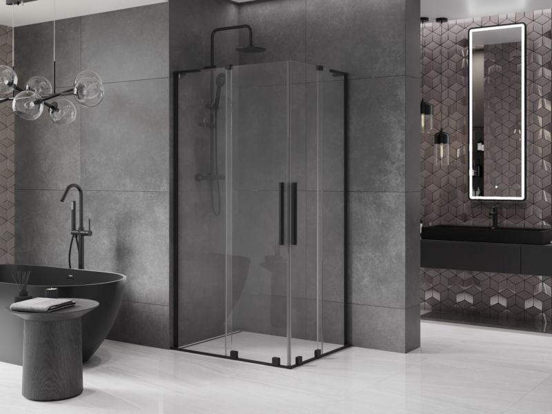 Kabina prysznicowa Mexen Velar L Duo rozsuwana 90 x 80 cm transparent czarna 1 szt.