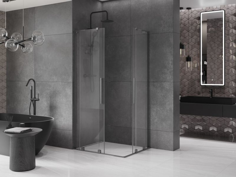 Kabina prysznicowa Mexen Velar L Duo rozsuwana 90 x 80 cm transparent gun gray szczotkowany 1 szt.