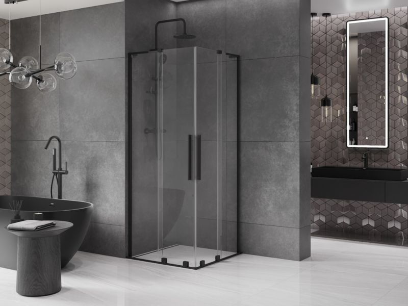 Kabina prysznicowa Mexen Velar L Duo rozsuwana 90 x 90 cm transparent czarna 1 szt.