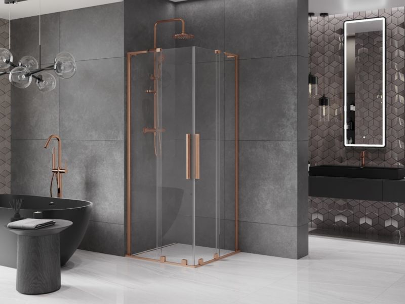 Kabina prysznicowa Mexen Velar L Duo rozsuwana 90 x 90 cm transparent miedź szczotkowana 1 szt.