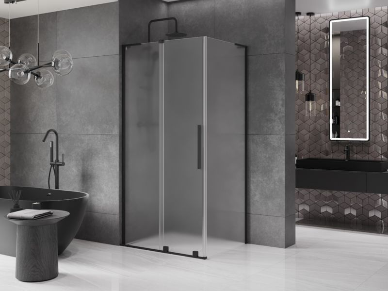 Kabina prysznicowa Mexen Velar L rozsuwana 120 x 85 cm szron czarna 1 szt.