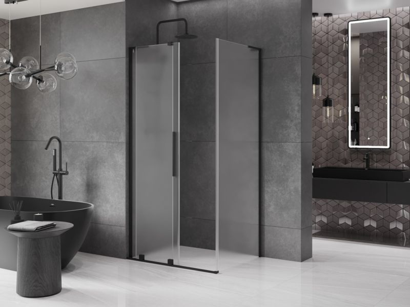 Kabina prysznicowa Mexen Velar L rozsuwana 120 x 85 cm szron czarna 1 szt.